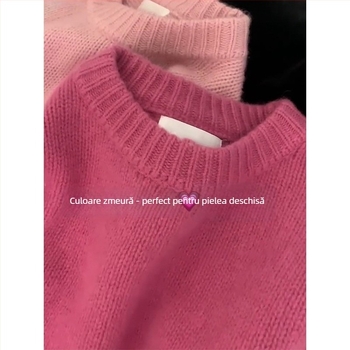 Pulover cu glugă din chenille pentru femei, tricot gros, culoare solidă