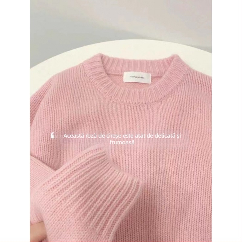 Pulover cu glugă din chenille pentru femei, tricot gros, culoare solidă