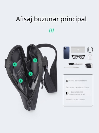 Geantă piept pentru bărbați Marco leden — simplitate urbană, material Oxford, rezistență la uzură