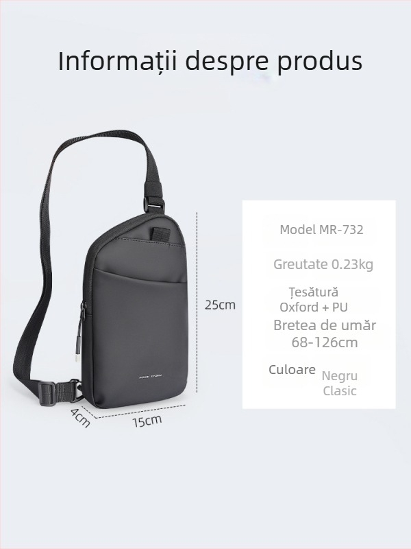 Geantă piept pentru bărbați Marco leden — simplitate urbană, material Oxford, rezistență la uzură