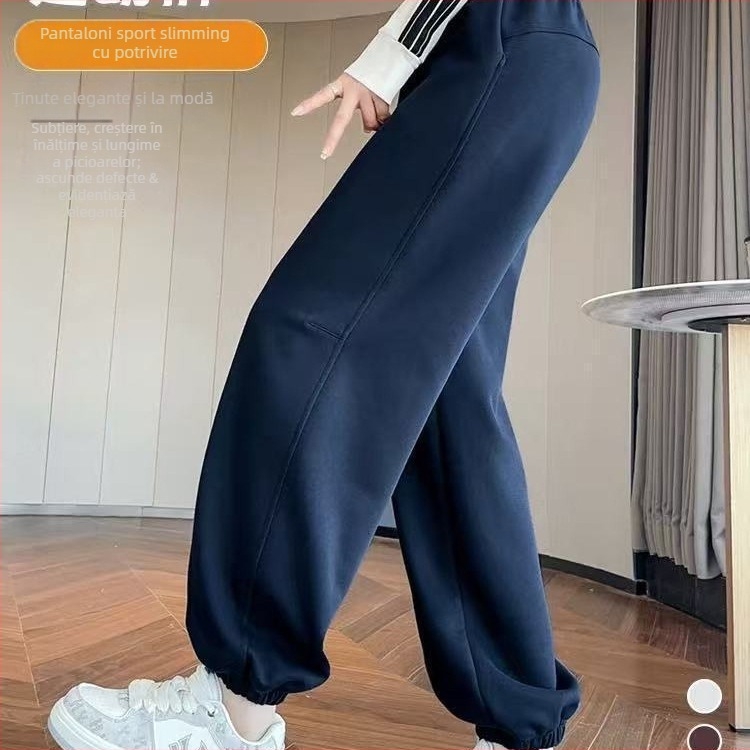 Pantaloni jogger pentru femei, croi lejer, stil haarem, lungime 9/10, țesătură din lână