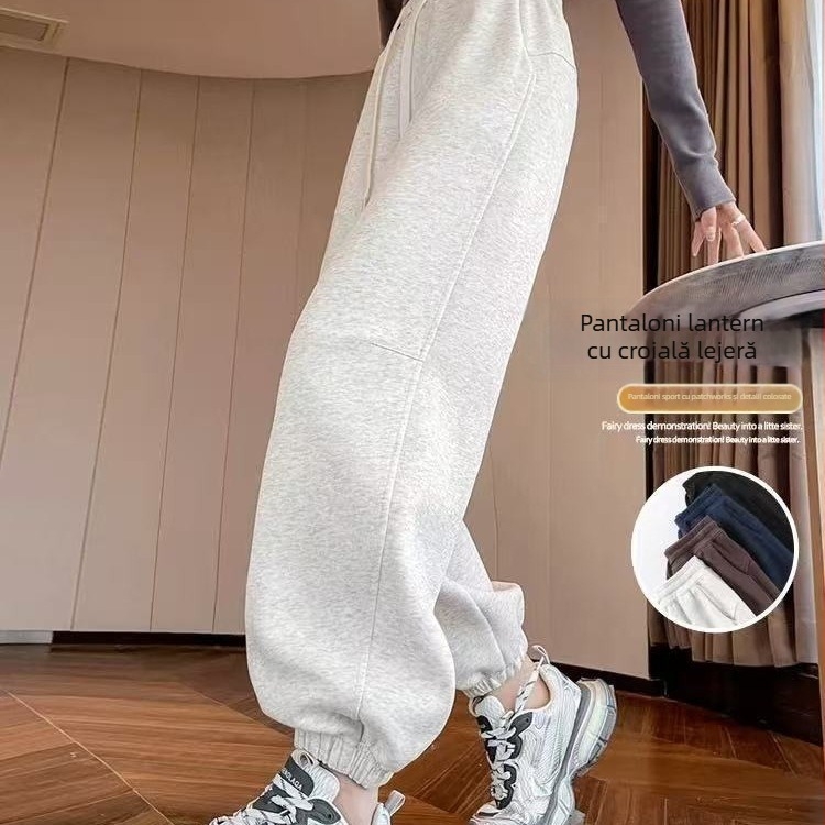 Pantaloni jogger pentru femei, croi lejer, stil haarem, lungime 9/10, țesătură din lână