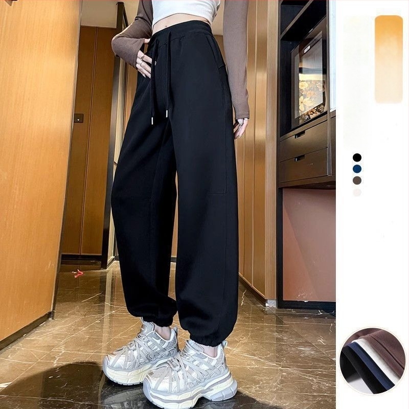 Pantaloni jogger pentru femei, croi lejer, stil haarem, lungime 9/10, țesătură din lână