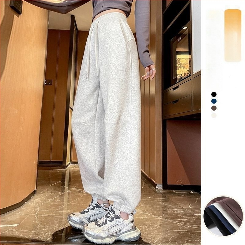 Pantaloni jogger pentru femei, croi lejer, stil haarem, lungime 9/10, țesătură din lână