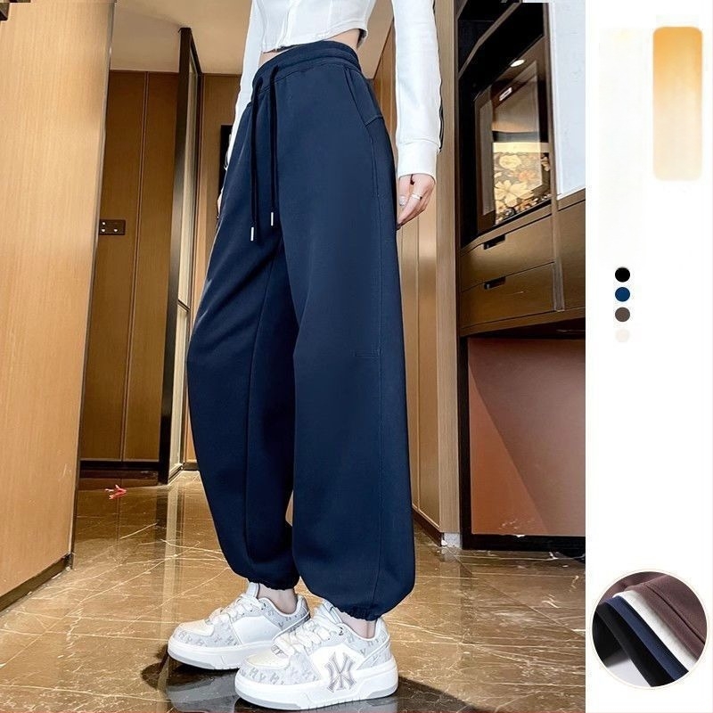 Pantaloni jogger pentru femei, croi lejer, stil haarem, lungime 9/10, țesătură din lână