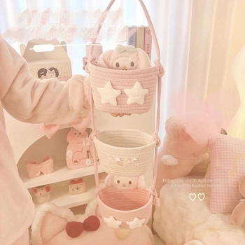 Organizator de depozitare suspendat pentru perete, material nețesut, design cu țesut din fire de bumbac, depozitare la birou, lansat în 2025