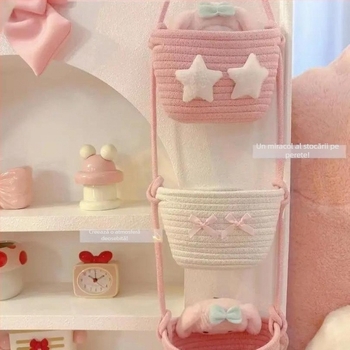 Organizator de depozitare suspendat pentru perete, material nețesut, design cu țesut din fire de bumbac, depozitare la birou, lansat în 2025