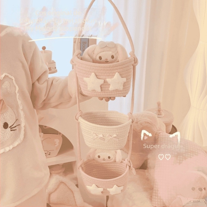 Organizator de depozitare suspendat pentru perete, material nețesut, design cu țesut din fire de bumbac, depozitare la birou, lansat în 2025