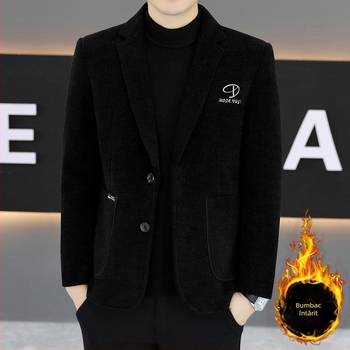 Sacou casual de costum, croială slim, nasture unic, guler de sacou, stil coreean