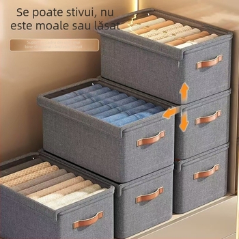 Cutie pliabilă de depozitare pentru haine cu capac, organizator tip sertar din țesătură pentru garderobă, 20–30L, poliester
