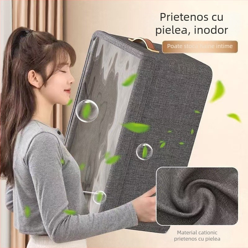 Cutie pliabilă de depozitare pentru haine cu capac, organizator tip sertar din țesătură pentru garderobă, 20–30L, poliester