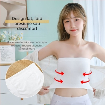 Top fără bretele, fără cusături pentru femei – țesătură din nailon cu fibră rib, 95% nailon