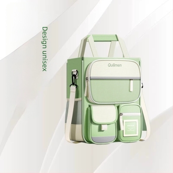 Ghiozdan unisex din material Oxford, spate respirabil și protecție a coloanei, model cu dungi, stil urban minimalist