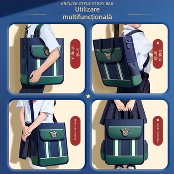 Ghiozdan unisex din material Oxford, spate respirabil și protecție a coloanei, model cu dungi, stil urban minimalist