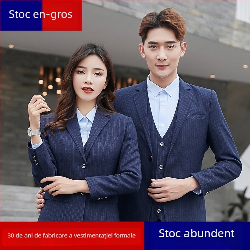 Costum bărbătesc Slim-Fit din lână artificială, rever în vârf, două rânduri de nasturi, deschidere centrală pe spate — pentru primăvară și birou