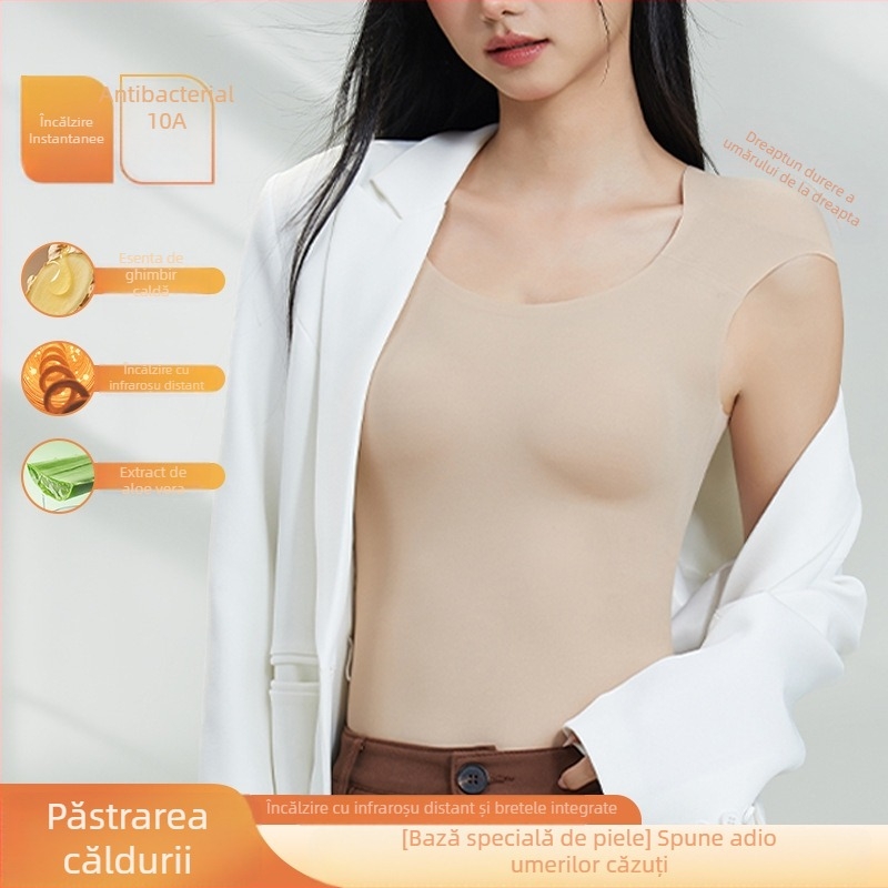 Top fără bretele, fără cusături, cupe turnate subțiri, cupă fixă, lungime talie, material nylon, cald și confortabil.