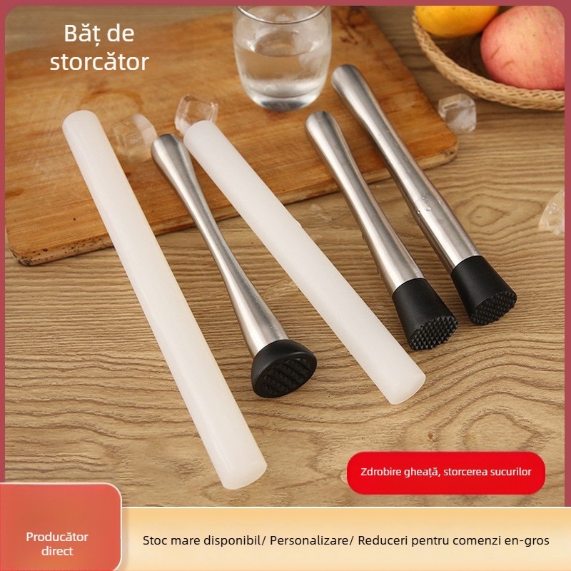 Set de ciocănele pentru gheață pentru cocktailuri – mâner din oțel inoxidabil, ciocan PC și ciocan de lămâie PP, 2 piese pentru bar