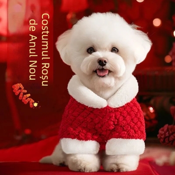 Îmbrăcăminte de iarnă pentru câini, căptușită cu fleece, stil casual sling, pentru Bichon Frisé și Schnauzer