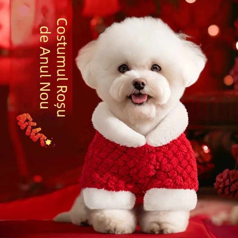 Îmbrăcăminte de iarnă pentru câini, căptușită cu fleece, stil casual sling, pentru Bichon Frisé și Schnauzer