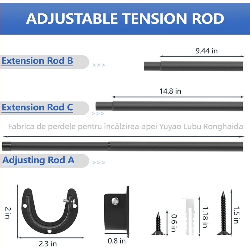 Bară de Cortină filetată - Ø25 mm, Fier, vopsire cu spray, Stil modern minimalist, Marcă Rhd