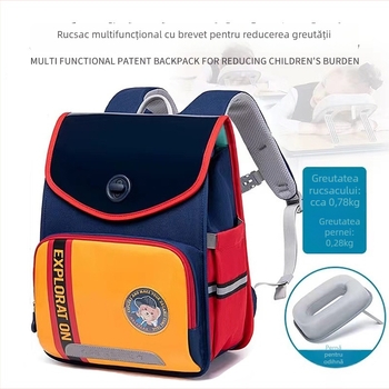 Rucsac școlar cu pernă pentru odihnă, protecție a coloanei și reducerea încărcării, pentru elevi din clasele 1–6, material Oxford
