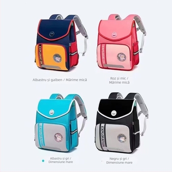 Rucsac școlar cu pernă pentru odihnă, protecție a coloanei și reducerea încărcării, pentru elevi din clasele 1–6, material Oxford