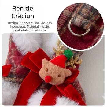 Pelerină pentru câini cu glugă, model carouri, iarnă – poliester, stil drăguț, potrivire universală