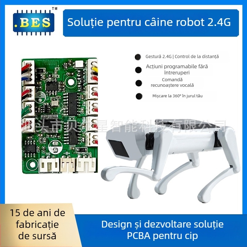 DIY robot dog PCBA placă, control wireless 2.4G, model Bes25167, tensiune 4.5V, curent 20mA