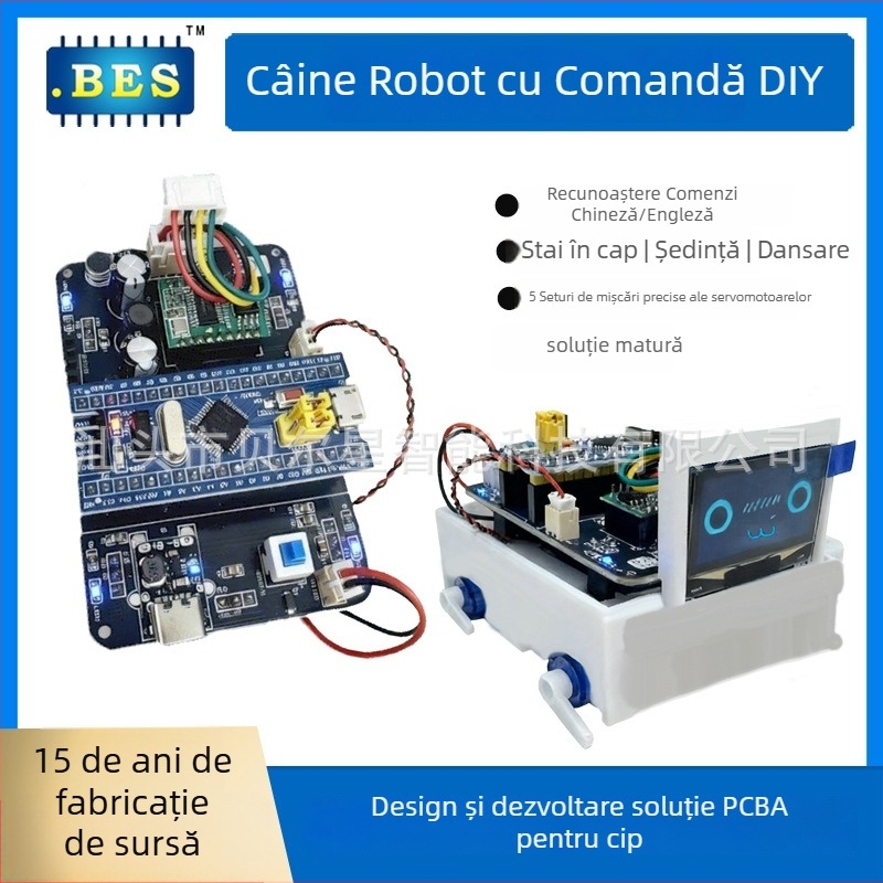 DIY robot dog PCBA placă, control wireless 2.4G, model Bes25167, tensiune 4.5V, curent 20mA