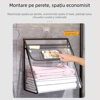 Organizator de baie suspensat din PVC transparent, impermeabil, montaj pe perete, pentru lenjerie și haine