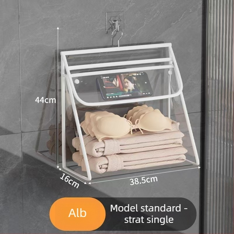 Organizator de baie suspensat din PVC transparent, impermeabil, montaj pe perete, pentru lenjerie și haine