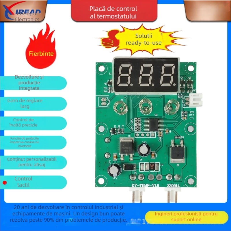 Placă de control pentru termostat cu afișaj digital, PCBA personalizată, control digital de înaltă precizie, marca Chengrui, capacitate 50 000 de unități