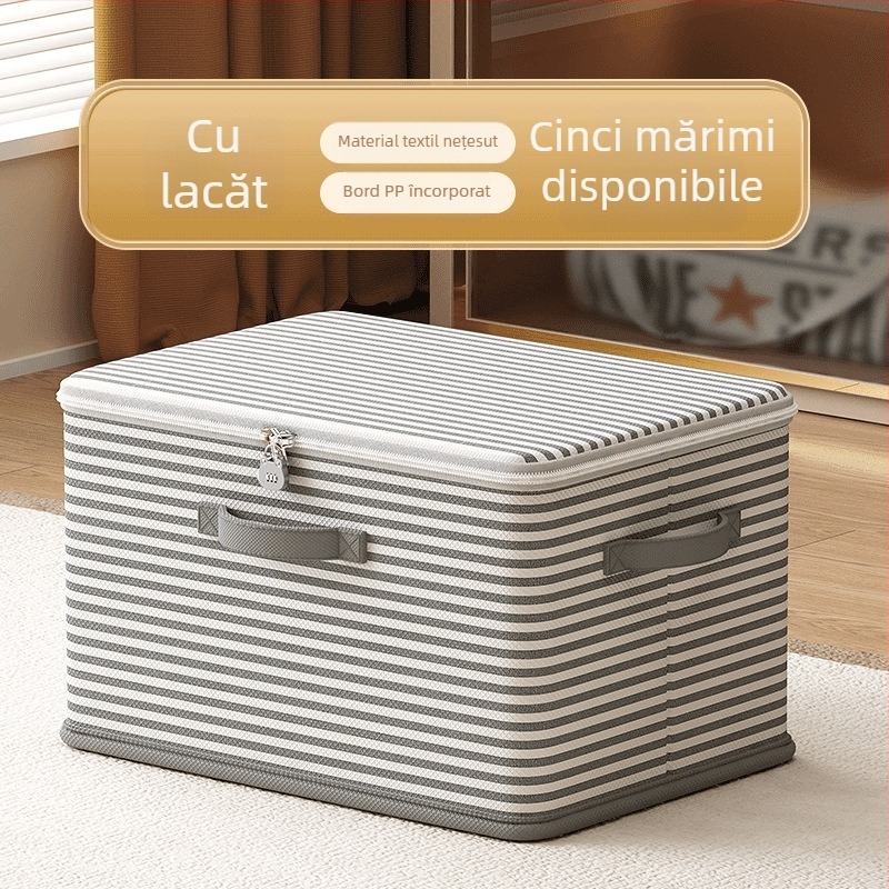 Cutie de depozitare cu lacăt și blocare prin parolă, din material textil, capacitate 5–10 L, pliabilă și portabilă