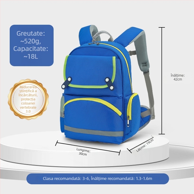 Rucsac școlar unisex cu protecție a coloanei vertebrale (clasele 1-6; material Oxford; respirabil)