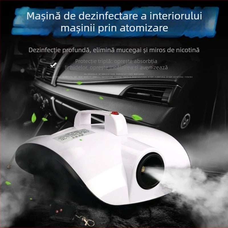 Dispozitiv de purificare a aerului pentru interiorul mașinii, sterilizare și deodorare cu atomizare nano ceață — WF0023, 900W, 220V, ioni negativ 350, oxigen activ 300