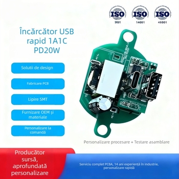 Modul USB de încărcare rapidă PCBA – placă de dezvoltare SMT, Wuhua Electronics, Capacitate 50000