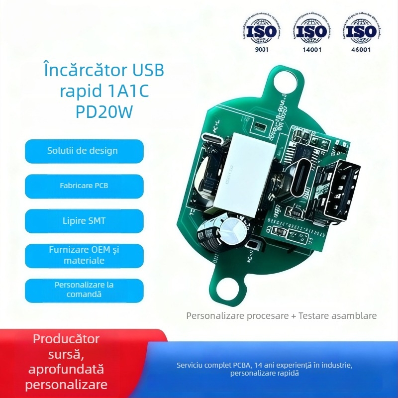Modul USB de încărcare rapidă PCBA – placă de dezvoltare SMT, Wuhua Electronics, Capacitate 50000