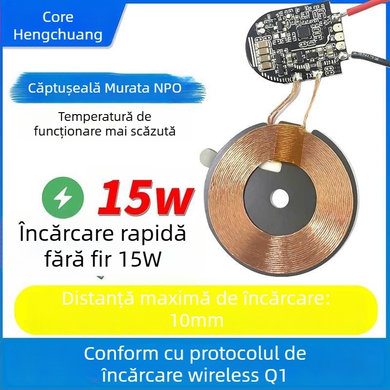 Modul de încărcare wireless PCB pentru telefoane mobile, placă PCBA, ieșire maximă 12W, curent de ieșire 12