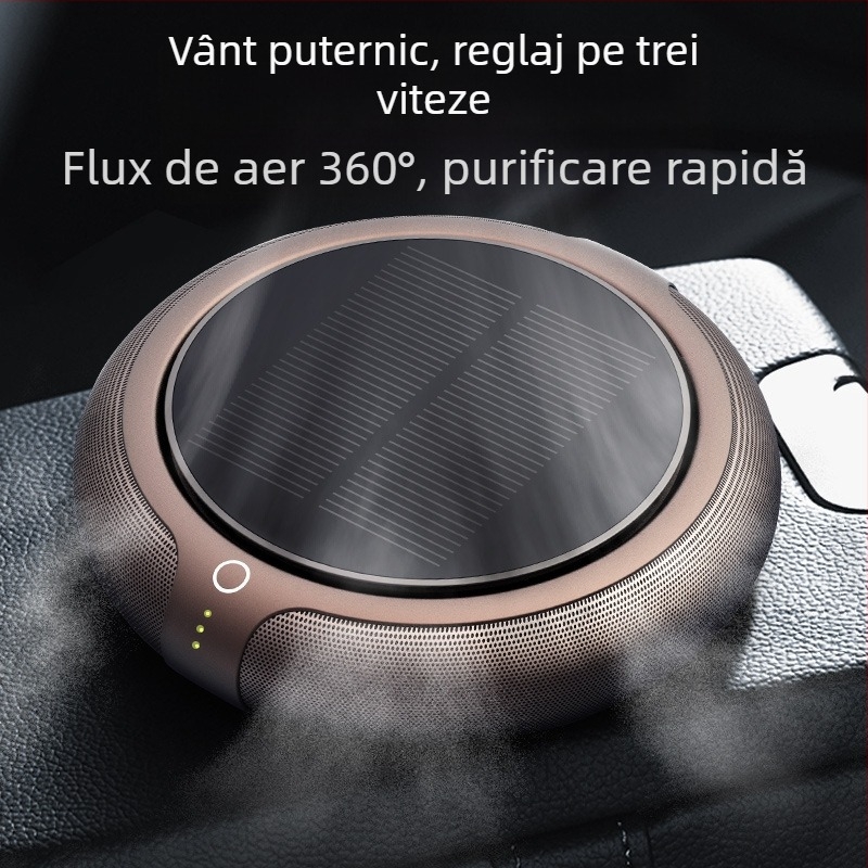 Purificator de aer pentru mașină alimentat cu energie solară și dispozitiv de aromaterapie, elimină formaldehidă și mirosuri
