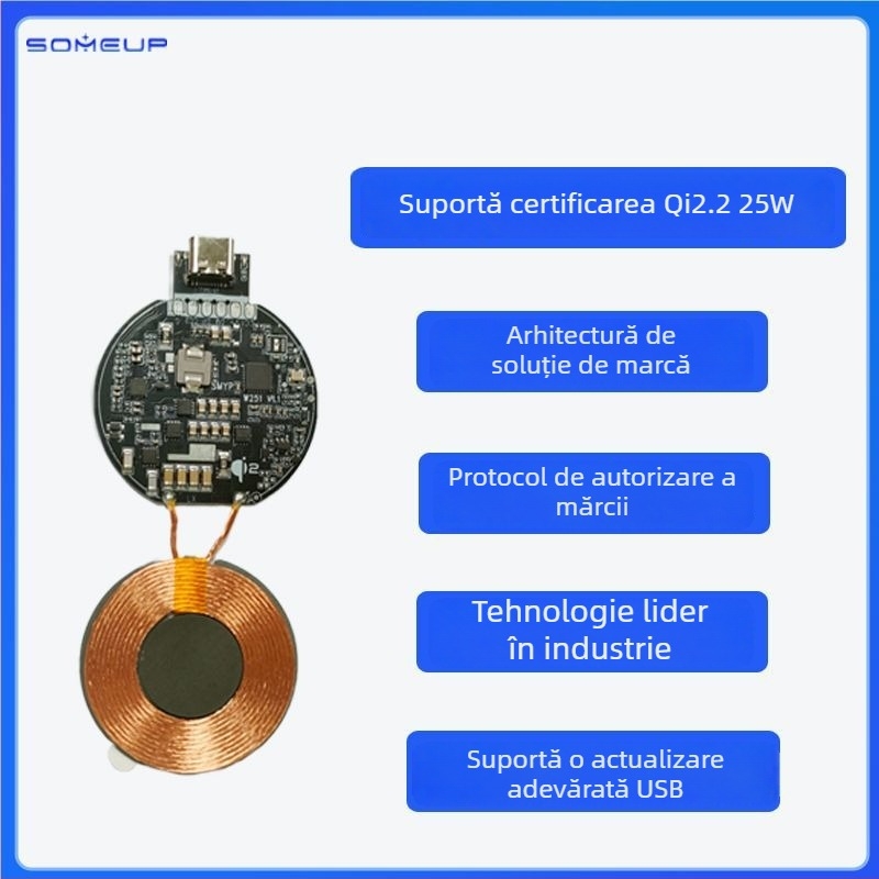 Qi2 modul de încărcare wireless – standard Qi2.2, 25W, capacitate 50000, soluție pentru placă de bază