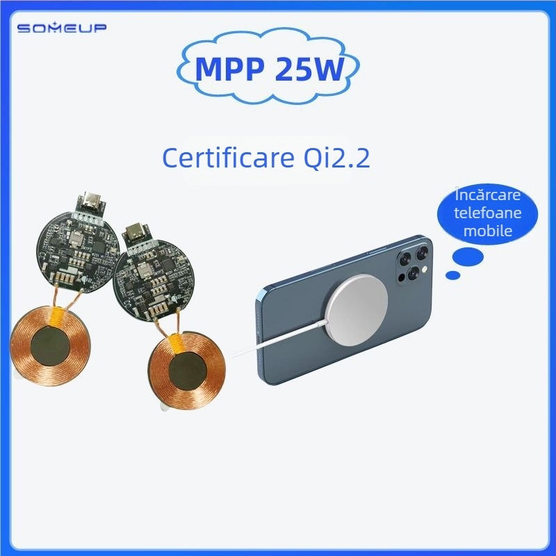 Qi2 modul de încărcare wireless – standard Qi2.2, 25W, capacitate 50000, soluție pentru placă de bază