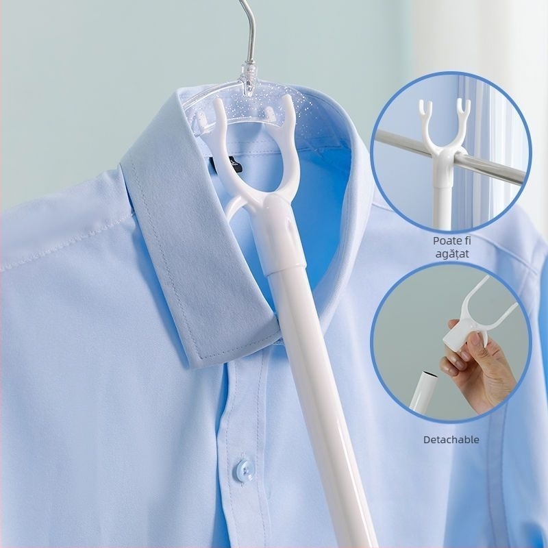 Bară de uscat haine din plastic, extensibilă pentru balcon, portabilă, design modern minimalist