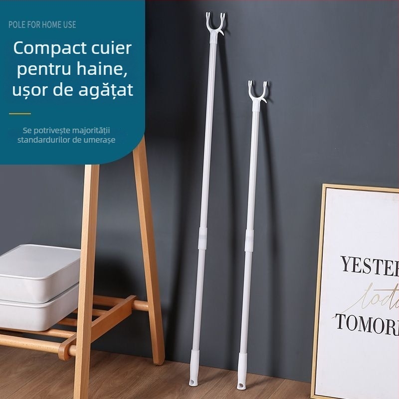 Bară de uscat haine din plastic, extensibilă pentru balcon, portabilă, design modern minimalist