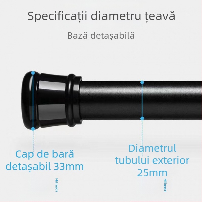 Nothing Tijă telescopică multifuncțională pentru duș, perdea de ușă și garderobă – reglabilă, țeavă din fier, stil modern minimalist, personalizabil