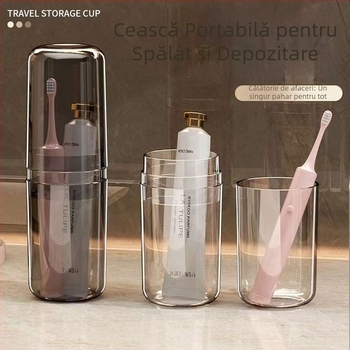 Cupa din plastic pentru călătorii, pentru gură, cupe pentru periuță și pastă de dinți, suport portabil pentru periuță, etanșare ermetică
