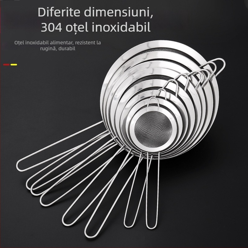 Jy-mfs-001 Sită pentru făină, oțel inoxidabil 304, plasă întărită, manuală, stil modern minimalist