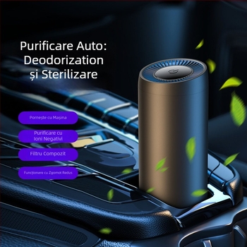 Purificator de aer pentru mașină | carcasă din aliaj de aluminiu + ABS (Model YJ-01; putere USB 3W; concentrație de ioni negativi 1.600.000; tensiune 5V)