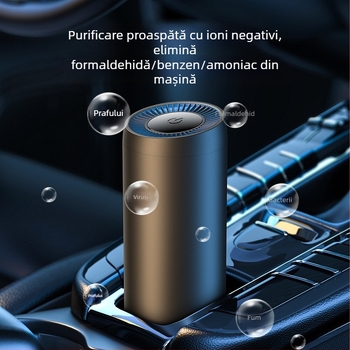 Purificator de aer pentru mașină | carcasă din aliaj de aluminiu + ABS (Model YJ-01; putere USB 3W; concentrație de ioni negativi 1.600.000; tensiune 5V)