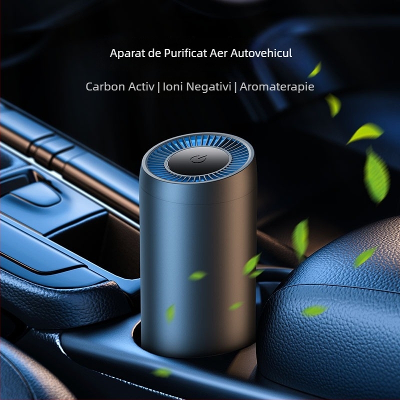Purificator de aer pentru mașină | carcasă din aliaj de aluminiu + ABS (Model YJ-01; putere USB 3W; concentrație de ioni negativi 1.600.000; tensiune 5V)
