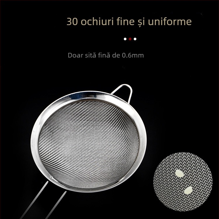 Oțel inoxidabil — ustensilă de bucătărie multifuncțională: sită și lingură filtrantă pentru făină, suc și lapte de soia, filtru pentru spumă